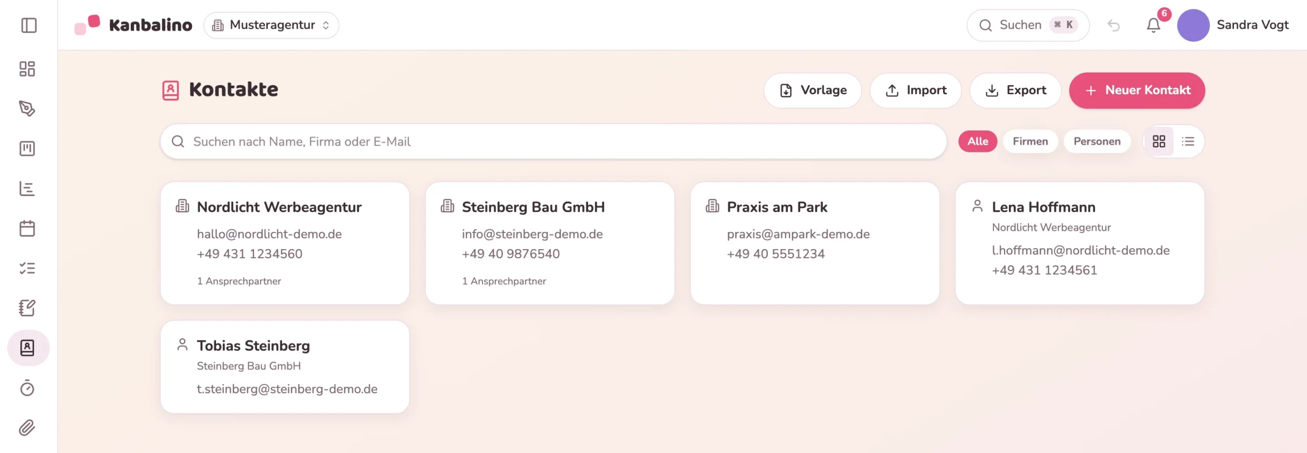 Kontakte als Firmen und Personen