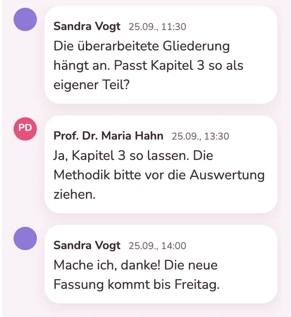 Abstimmung mit der Betreuerin an der Karte der Gliederung