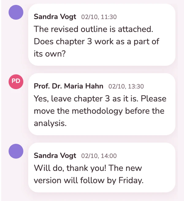 Discussion with the supervisor on the outline card