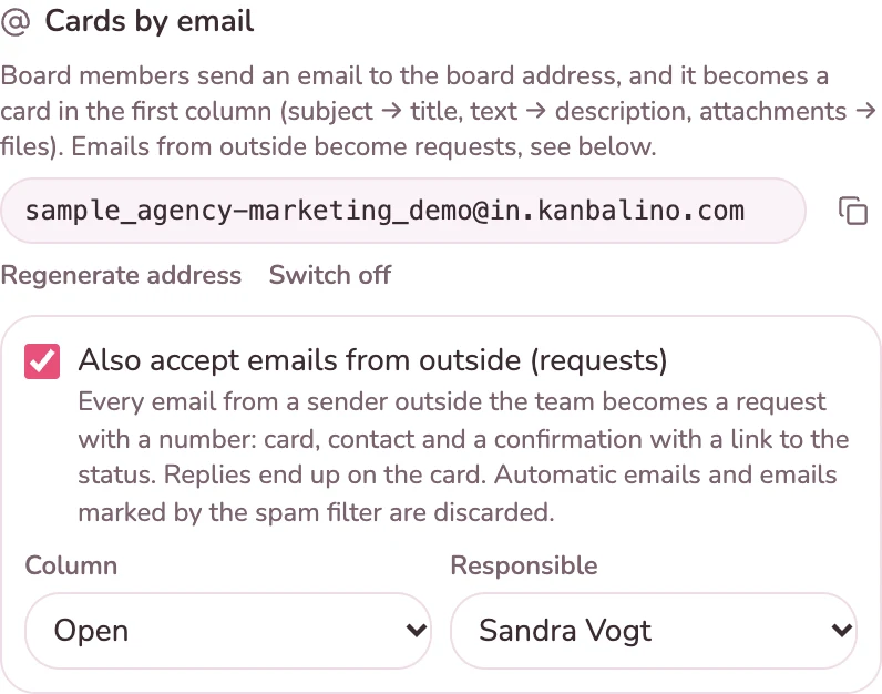 Requests by email